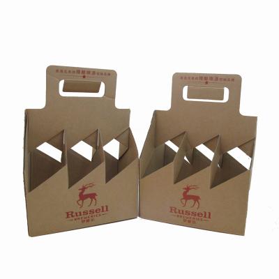 China Recycled Materials 6 Bottles Wine Box Beer Paper Boxes Liquor Packaging Box With Handle for sale