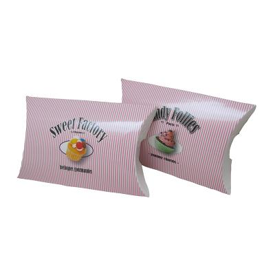 China Recyclable Custom Pillow Shape Packaging Box Pink Cupcake Pillow Box For Food for sale