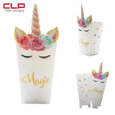 China The Exquisite Recyclable CLP To Look At The Unicorn Popcorn Cups Bucket Paper Box for sale