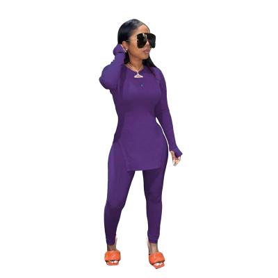 China 2022 Wholesale Women Anti-UV Long Winter Solid T-shirt and Long Pants Two Piece Sets (N9270) for sale