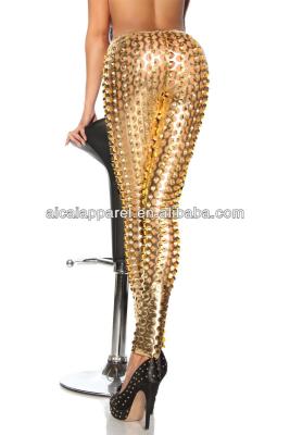 China 2014 Antibacterial Professional Wholesale Ladies Fashion Gold Faux Leather Ripped Leggings for sale