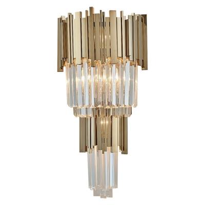 China Vintage LED Wall Sconce Lamp Hotel Antique Brass Crystal Wall Light EUROPEAN Decoration for sale