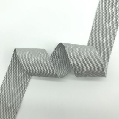 China High Tenacity 19mm Gray Color Moire Ribbons Decoration Polyester Ribbon for sale