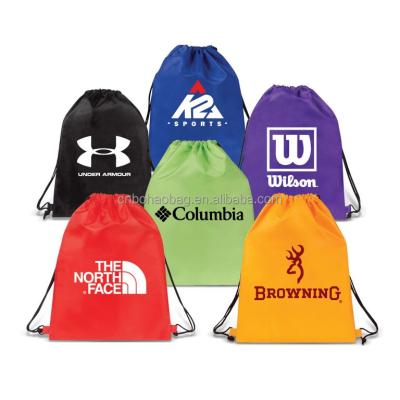 China Custom Cheap Wholesale Polyester Nylon Rope Handle Soccer Polyester Drawstring Bag for sale