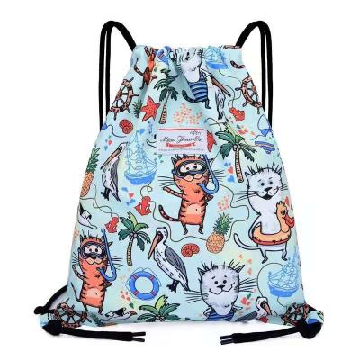 China Waterproof 210D Polyester Full Colors Printing Drawstring Bag Kids Waterproof Backpack for sale