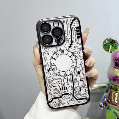 China Shockproof For iPhone 14 13 12 Steampunk Mobile Phone Case Circuit Pattern Clear Plated Protective Case For iPhone 13 pro for sale