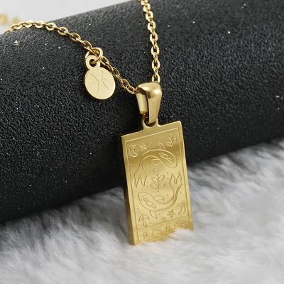 China Hiphop Zyo Shenzhen Zodiac Sign Fashion Jewelry Engraved Cartoon Pendant Necklace For Women for sale