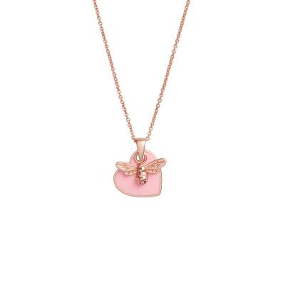 China FASHIONABLE Supply Love Factory Zyo Heart and Bee Mexican Rose Gold Enamel Enamel Charm H Necklace with Logo Tag for sale