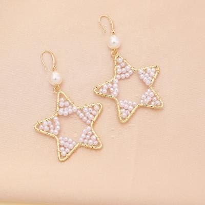 China Boho CLASSIC B2C Style Welcomed Pearl Beaded Drop Dangle Earring In Heart Star Drop Circle Shape for sale