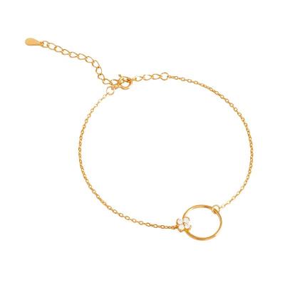 China Zyo Trendy Luxury High Quality Minimalist Clover Bracelet Sterling Silver Gold Plated Circle Chain Bracelet for sale