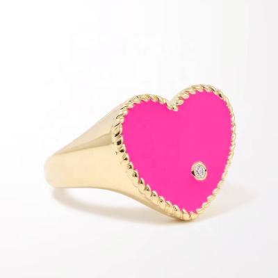 China Zyo 2022 Fashion Jewelry CLASSIC Ring Plated 18K Gold Heart Enamel Rings For Women for sale