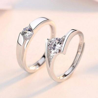 China Zyo Sterling Silver Wedding Rings 18K Gold CLASSIC High Quality Couples Ring with Moissanite Stone for sale