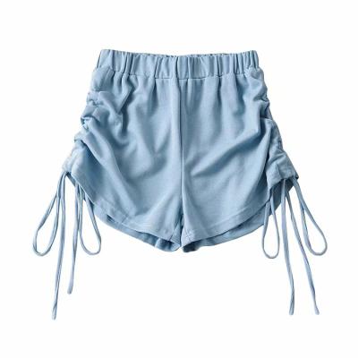 China New Summer Women Breathable Fitness Clothing Casual Cotton Ruched Solid Loose High Waist Sporty Short Panties for sale