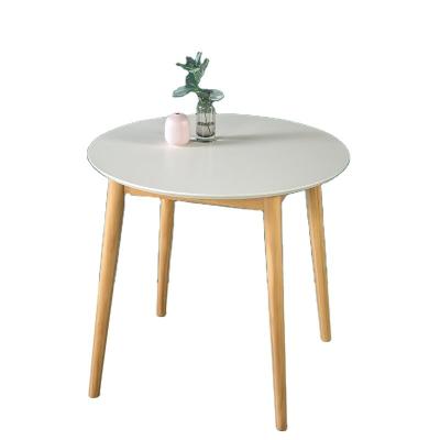 China Nordic Modern Wholesale Furniture Factory MDF Wood Top Round Dining Table Round Dining Table with Beech Wood Metal Legs for sale