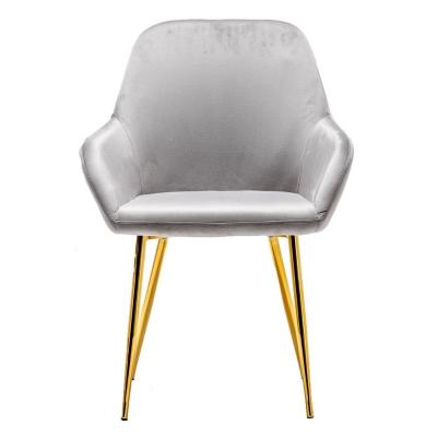 China Good Quality Nordic Reclining Leisure Accent Chairs Arm To Sit Velvet Upholstered Dining Chair With Gold Chromed Legs for sale