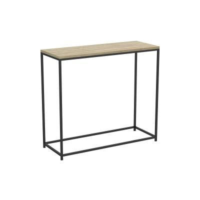 China Simple Modern Simple Metal Side Frame Black Console Table Living Room Entrance Hallway Wood Top Console Table for sale