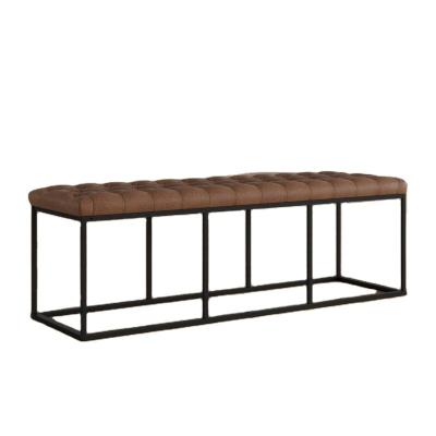 China Modern Luxury Design Living Room Bedroom Entryway Lounge Adorned Long Ottoman Stool Upholstered Leather Bench for sale