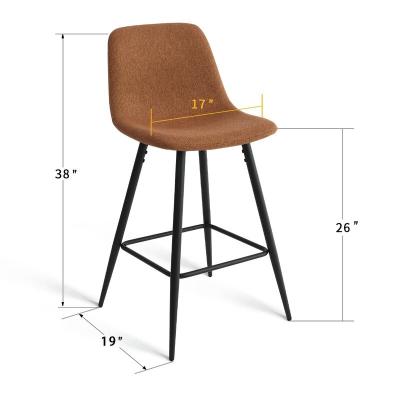 China Nordic Kitchen Counter Umpire Chairs Comfortable Resting Modern Restaurant Furniture Fabric Bar Stool With Back Rest for sale