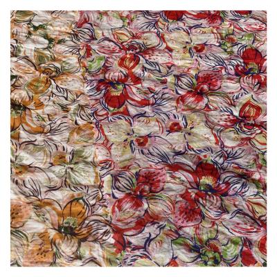 China Breathable Hot Selling Colorful Flowers Fashion Woven Stripe Nylon/Rayon Digital Printing 80%nylon 20%rayon Fabric For Dress for sale