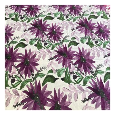 China Purple Beautiful Stretch Shaoxing Plant Flower Wear Print Nylon/Spandex Swimwear Digital Printed Fabric For Swimwear for sale