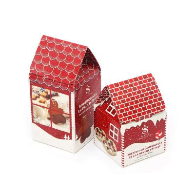 China Recycled Materials House Shape Paper Box For Christmas Cookies Package Chocolate Gable Paper Box for sale