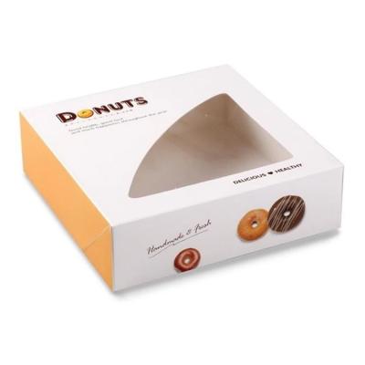 China Recyclable Paper Donuts Box Fancy Paper Cake Box With Clear PVC Window for sale