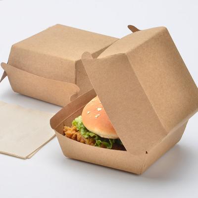 China Recycled Materials Wholesale Custom Food Grade Corrugated Brown Takeout Kraft Paper Hamburger Box for sale