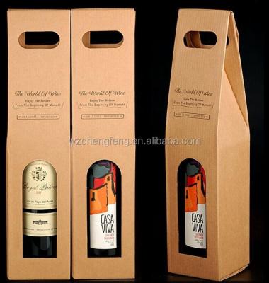 China Recycled Materials Corrugated Paper Wine Box Packaging With Die Cut Handle for sale