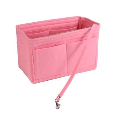 China Fashion Storage Box Makeup Storage Organizer Foldable Felt Cosmetics Bag With Handle for sale