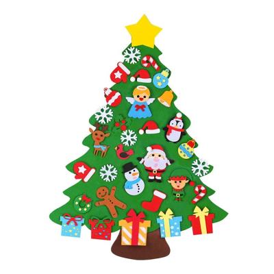 China Custom Craft Kids Felt Christmas Tree Christamas Decoration New Year DIY Gifts with Ornaments Kids Room Felt Decoration for sale