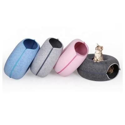 China Eco-friendly Foldable Windproof Factory Promotion Pet Warm Soft Felt House For Cat With Zipper for sale