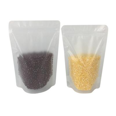 China Low MOQ Recyclable Matte Frosted Transparent Zipper Resealable Stand Up Pouches, Herbs Snacks Tea Dry Goods Coffee Food Grade Packaging Bags for sale