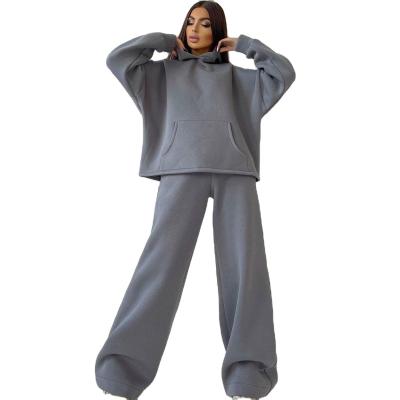 China Antibacterial Women Clothing Crop Sports Hoodies Cotton Sweatshirt Sweatpants Two Piece Set Trouser Pants Custom Tracksuits Sets For Women for sale