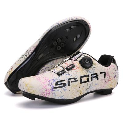 China This is the colorful cycling shoes with lock soles mountain road bike lock shoes graffiti power bike hard shoes for sale