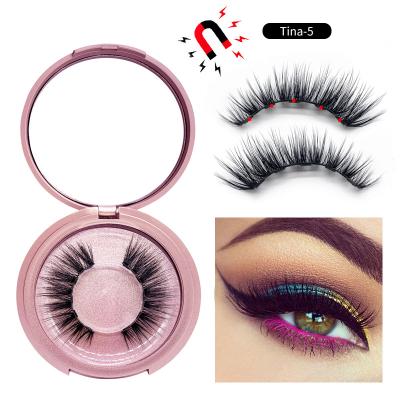 China Mink Magnetic Fluffy Seller False Fake Eyelashes Reusable Natural Black Pairs Extension A With Eyeliner Tweezers for sale