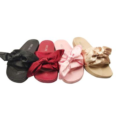 China Greatshoe Slide Sandals China Manufacturer Slides Sandals PVC Bow Silk Slipper For Women for sale