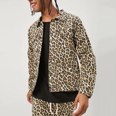 China Custom New Product Windproof Ideas All Over Leopard Printed Mens Casual Spring Jacket for sale