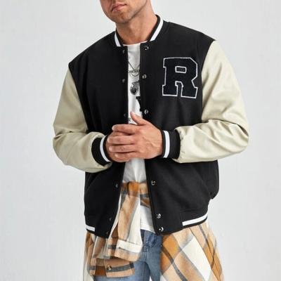 China Plus Size Black Polyester Windproof Letter Patched Wholesale Blank Jacket Mens Custom Varsity Bomber Jackets for sale