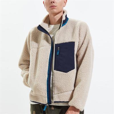 China Custom OEM mens cashmere shearling berber coat front pocket windproof zipper outwear sherpa fleece jacket for sale