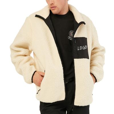 China Wholesale Custom Windproof Logo Contrast Color Work Wear Branded Mens Winter Fleece Jacket for sale