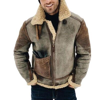 China Warmer Waist Faux Fur Windproof Leather Lined Oversized Sherpa Man Winter Fleece Jacket for sale