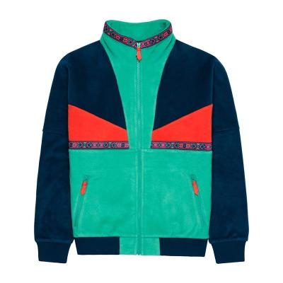 China Men's OEM Sherpa Patchwork Polyester Patchwork Casual Fleece Block Color Fleece Oversized Winter Fleece Jacket for sale