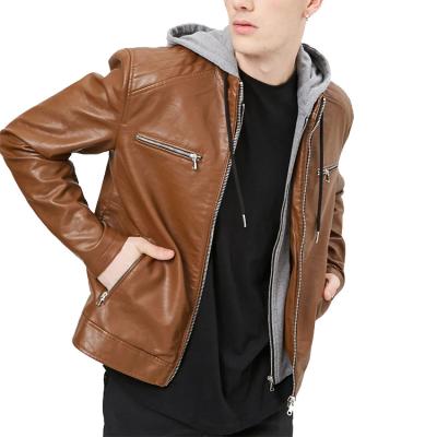 China Wholesale Oversized Mens Black Hooded Custom Motorcycle Pakistan Leather Jacket Windproof Coat For Men for sale