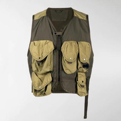 China Olive Green Sleeveless Coats Men's Olive Green Sleeveless Windproof Pocket Cargo Vest Custom Made Fishing Service Jacket for sale