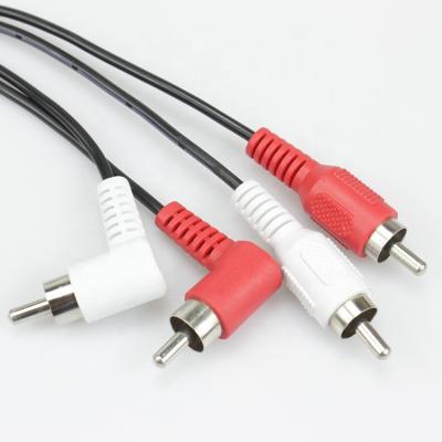 China 90 Degree Right Angle Car 2 Male RCA Cable Shield Wire Stereo Audio Video For DVD TV Box for sale