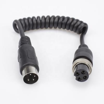 China Speaker spiral wire stretch cord for audio M16 4pin to male spiral cable GX16 DIN 4pin aviation cable for sale