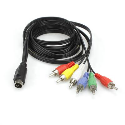 China Mini DVD Player 9 pin din to 6 male rca cables for XBOX PS2 PS3 DVD for sale