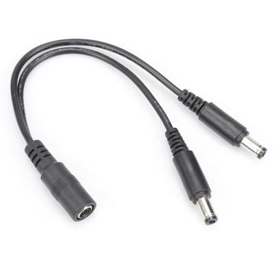 China Construction Y Splitter Adapter DC 5521 1 Female To 2 Male Power Cord 5.5mm x 2.1mm Flexible Extension Cable for sale