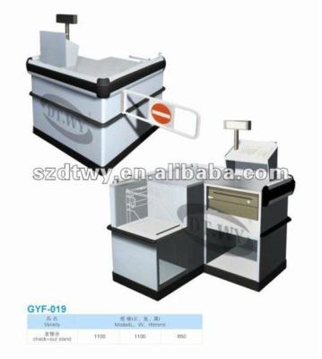 China Used Supermarket Plate Stainless And Cold Rolling Checkout Counters With High Quality And Fashion In Design for sale