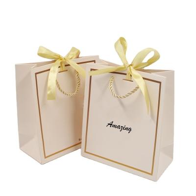 China Recyclable Economical Custom Design Logo cardboard black Jewelry gift paper bag small premium store shopping bag for sale